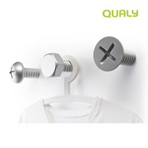 퀄리 옷걸이 벽걸이 스크류 컬렉션 다용도 벽걸이 후크, 3매입, 블랙