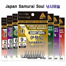 Japan Samurai Soul 미늘 무미늘 낚시바늘 10개입, 1 이세니(미늘), 11호, 10개