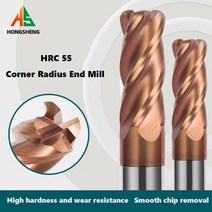 HRC55 코너 반경 엔드 밀 텅스텐 카바이드 스틸 CNC 밀링 커터 도구 4 플루트 커터 Deg R02 R05 R1 금속 라우터, 8R2X20X60L
