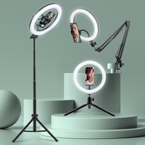 유튜브조명 자연광조명 방송조명 지속광조명 영상 12 inch led selfie ring light with telescopic tripod foldable 사진촬영 브이로그, 라이트 암 홀더