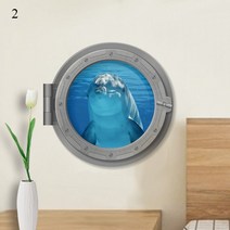 3D 잠수함 Porthole 창 벽 스티커 구강 상어 물고기 보트 냉장고 욕실 홈 인테리어 Sealife 인쇄 YZL7, B2