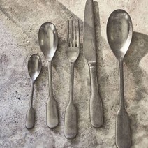 챠링월스 빈티지 피들 6종 커트러리 메인 나이프 디저트포크 디너 수저 티스푼 테이블 스테인레스, 페이스트리포크