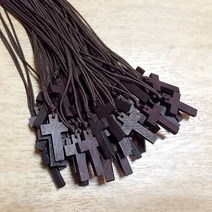 브라운 나무 십자가 목걸이(小) 50개 세트