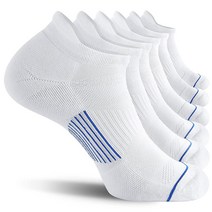 FITRELL 남성용 6팩 발목 러닝 양말 로우 컷 쿠션 운동 스포츠 7-9/9-12/12-15 화이트+블루. 176370, 7-9, 화이트+블루