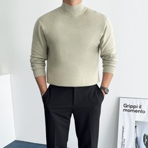 데일트 남자 스판 부드러운 반폴라 니트