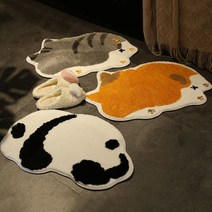 귀여운 북유럽 아케아 발 매트 동물 고양이 현관 주방 욕실 반원 건식 월광 코일 헬스장 소프트 고무 블럭 사막화방지 베란다 바닥 화장실 메모리폼 극세사, 40CMx60CM, H