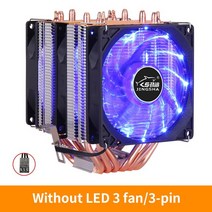 무소음 cpu 쿨러 공랭 팬 수냉식JINGSHA-6 히트 파이프 듀얼 타워 냉각 9CM RGB CPU 쿨러 팬 LGA1155/1356, [08] 3 fans red light