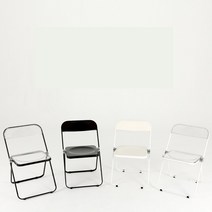 접이식 식탁 카페 등받이 체어 투명 인테리어 디자인 아크릴 간이 의자, 화이트