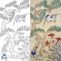 장생도 1 민화 그리기 도안 본그림 컬러링북, 고급 닥순지, A1