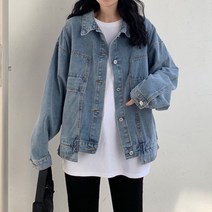 여성 청자켓 연청 블랙 데님 재킷 점퍼 간절기 자켓 아우터