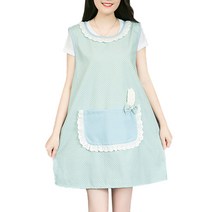 감성갤러리 레이스 도트 레빗포인트 뒷트임 앞치마, 블루