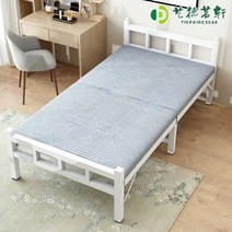 좁은방침대 원룸 기숙사 철제 오피스 싱글 침대 화이트 너비 90cm, 강화 업그레이드 (원형 튜브) 폭 80cm 실버바