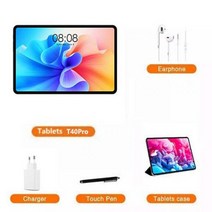 안드로이드 태블릿 태클라스트 T40 프로 듀얼 SIM T618 스냅드래곤 8 8MP i 13MP 4G 통신망 8GB 램 128GB 롬 18W PD 7000mAh 104인치 2000, EU Plug, Tablet And Case_CHINA