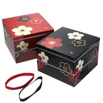 그린 하코야 매화 정사각 2단 찬합 / 일제 도시락, 그린 하코야 매화 정사각 2단 찬합 레드 54668-2