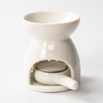 쟈니스헬리 아로마 오일 버너 화이트 도자기 35ml 수조, 별패턴 오일버너
