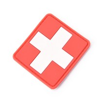 와펜 열접착 셀프 수선테이프 패치1pc 3d pvc 고무 red cross flag of switzerland swiss cross patch 의료 구급대원 전술 군대 배지, 빨간색