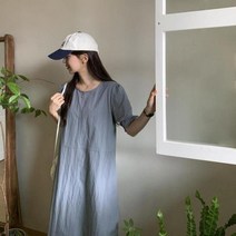 [셀러허브잡화] 여자 가을 반팔 나일론 서울데이트룩 롱 원피스