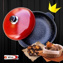 원효 요술팬 고구마냄비 물이 필요없는 직화 군고구마팬 군고구마냄비 26cm 28cm 30cm 무수분냄비, 26cm유리뚜껑팬, 1개