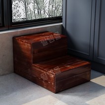 2단 나무 발판 원목 계단 발받침대 디딤판 현관 베란다, C컬러-폭40 깊이60 높이32cm