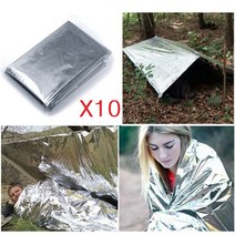 다용도 휴대용 은박 담요 10개 보온 비상 구급 비박 캠핑 야영 이불 방수 방풍 반사판, 160cm 210cm 10개