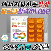 종근당 수용성 비타민B군 부모님 기운없을때 피로회복 포뮬라 피로누적 몸이아플때 먹는 영양제 50대 60대 70대 80대 엄마 아빠 선물 복합 기능성 입병 혓바늘 입안헐었을때 보충제, 1통, 60정