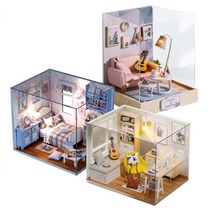 [도매큐] DIY 미니어처 하우스 세트 꾸미기 시리즈 / 미니어쳐 소품 미니어쳐만들기 미니어쳐집 집만들기, 04) 미니어쳐 하우스(핑크바니룸)