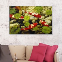 홈인데코 돈들어오는 잉어그림 구어도 거실액자인테리어 캔버스유화 그림액자