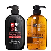 마유효능 일본 명품 마유 남성 말기름 샴푸 바디워시 청결제 효능, 구마유지 마유 숯 바디워시 600ml (검정)