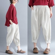 SAMARA 여름 여성 캐주얼 린넨 바지 슬렉스 조거 팬츠 반바지