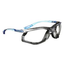 3M 보안경 Virtua CCS ANSI Z87 김서림 방지 투명 렌즈 블루 프레임 유선 이어플러그 제어 착탈식 폼 개스킷, Clear Lens, Blue Frame With Fo, Single