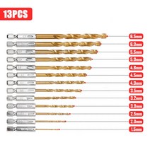hss 티타늄 코발트 센터 펀치 13Pcs 1/4 육각 섕크 HSS 고속 강철 코팅 드릴 비트 세트 1.5-6.5mm 스크루 드라이버 트위스트 목공 도구, [01] 13Pcs