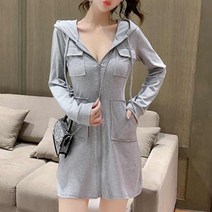 스파티오르 여성 원피스 후드 집업 미니 원피스 등하원룩 외출복 데일리룩 봄 가을 얇은 롱티셔츠 후드 집업 자켓 가디건