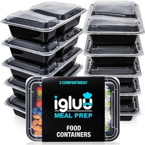 10 Igluu Meal Prep Containers [10 Pack] 2 Compartment with Airtight Lids - Plastic Food Storage Ben, 1