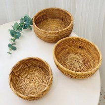 라탄바구니 과일바스켓 빵바구니 (3 size), 원형라탄바구니M, 1개
