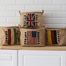 빈티지 쥬트 다용도 정리함 수거함 바스켓 바구니 4종, 미국