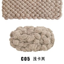 손뜨개매트 위빙 라탄 작은 집 포크볼 담요 구기 운동 자동차시트방석 핸드메이드 털실 뭉치 소파 러그 깔다 4600119165, C05 라이트 카키