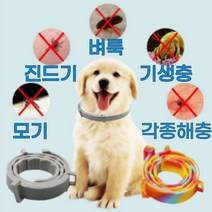 강아지 고양이 모기 진드기 해충퇴치 목걸이, 그레이