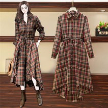 봄빛 체크 셔츠 롱 트렌치 원피스 62672