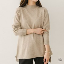 겨울 여자 비스코스 반목 폴라 하프넥 트임 언발 니트 스웨터 (베이지 그레이 브랙)