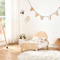 원목 강아지 침대 반려견 침구 고양이침대 깔개 소형, 꽃잎 원목 침대 + 컬러 침구