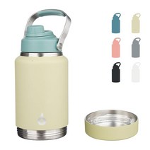 BJPKPK 1.9L(64온스) 단열 물병 식기 세척기 사용 가능 금속 손잡이가 있는 1.9L(0.5갤런) BPA 프리 뚜껑 및 탈착식 그릇 대형 스테인리스 스틸 샤르트뢰즈, Gray