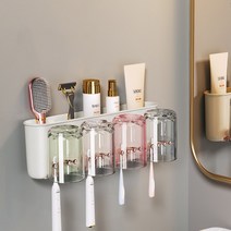 나이스나 다용도 패밀리 칫솔걸이 +컵, 04 칫솔꽂이 4인용+치약디스펜서, 그린