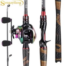 Sougayilang 낚시 세트 1.98m 탄소 섬유 캐스팅로드 및 19 + 1bb 베이트 캐스팅 릴 최대 드래그 15kg 낚시 도구 용 모두 pesca, 1.98m 및 왼손, 1.98m and left hand
