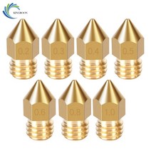 킹룬 MK8 노즐 5 개 0.2mm 0.4mm 0.5mm 0.6mm 0.8mm 1.0mm 3D 프린터 부품 압출기 M6 나사 황동 1.75mm 3mm 필라멘트, [01] 10mm 3mm