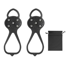 1 세트 5 치아 야외 겨울 산책 크램폰 등반 얼음 낚시 스노우 슈즈 안티 슬립 스파이크 클리트 스틸 그리퍼 커버, [02] Black M