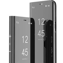 IMIRST Redmi Note 11 케이스 슬림 미러 디자인 클리어 뷰 플립 북스타일 킥스탠드 포함 충격 방지 전신 보호 커버 PU 미러: 블랙 QH