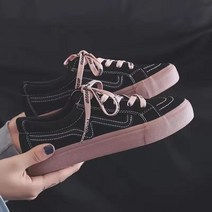 KETE 착색 여성캔버스화 레저 알파벳 신발 끈