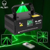 ALIEN-DMX 100mW 녹색 레이저 무대 조명 스캐너 Effcet 크리스마스 바 댄스 파티 쇼 라이트 DJ 디스코 프로젝터, [01] EU Plug