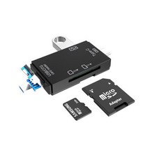 턴테이블 오디오 부품 호환 TF SD 카드 리더기 메모리 휴대용 USB 2.0 c형 어댑터 마이크로 듀얼 슬롯 플래시 용 다기능, CHINA, Black