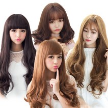 추천 긴 머리 가발 웨이브 통 반 패션 사이트 남자 여자 여성 단발 헤어 파티 자연스러운, 1개, 21 jegok 발리 반 통 가발-다크브라운